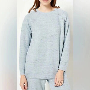 Cuddl Duds Women's Quilted Knit Raglan Pullover Blue Size Large Never Worn